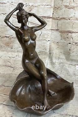 West Art Deco Sculpture Bronze Marble Beautiful Woman Flower Girl Statue for Sale