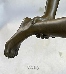 Western Art Deco Sculpture Nude Woman Lady Signed Bronze Statue Fonte