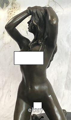 Western Art Deco Sculpture Sexy Naked Erotic Woman Nude Girl Bronze Statue Art