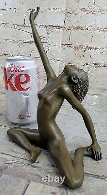 Western Bronze Chair Female Girl Ballet Dancer Abstract Art Deco Statue Gift