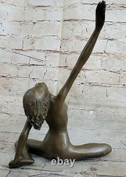 Western Bronze Chair Female Girl Ballet Dancer Abstract Art Deco Statue Gift