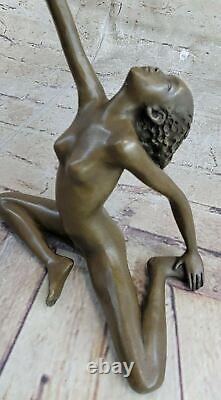 Western Bronze Chair Female Girl Ballet Dancer Abstract Art Deco Statue Gift