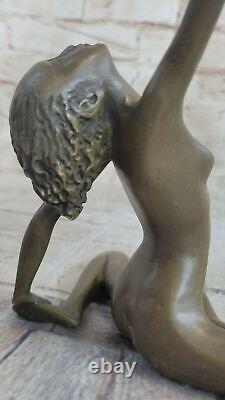 Western Bronze Chair Female Girl Ballet Dancer Abstract Art Deco Statue Gift