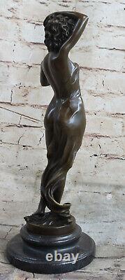 Western Bronze Marble Art Deco Sculpture Statue Sexy Chair Woman Erotic Girl