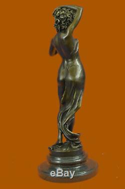 Western Bronze Marble Art Deco Statue Sexy Erotic Naked Woman