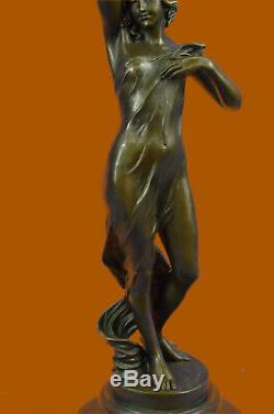 Western Bronze Marble Art Deco Statue Sexy Erotic Naked Woman
