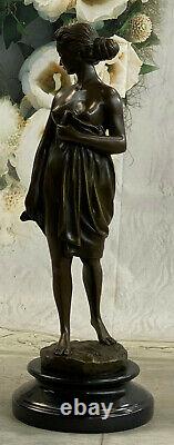 Western Bronze Marble Chair Woman Lady Standing Art Deco Sculpture Statue Sale