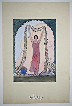 Woman Art Deco Painting Gouach Salon Artists Decorators Infolio Xx° Century
