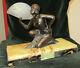 Woman Art Deco Statue With Fan In Unsigned Regulation
