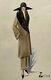 Woman Coat Original Watercolor Drawing Zeitoun Fashion Art Deco Haute Couture 20th Century