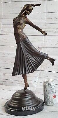 Woman Dancer Bronze Statue By Chiparus Sculpture Grand Figurine Art Deco Sale