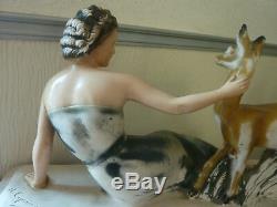 Women And Art Deco Biche Signed, Numbered From Ugo Cipriani L 52 CM