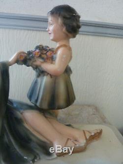 Women And Child Art Deco Signed, Numbered From Ugo Cipriani L 52 CM