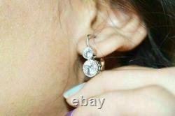 Women's Earrings Art Deco Vintage Diamond Size Round 4ct Finish