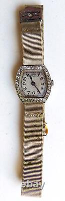 Women's platinum mechanical ART DECO watch with diamonds