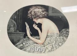 Young Woman Making Up, Engraving M. Milliere Signed Justified At The Charcoal Art Deco