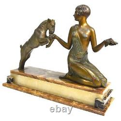 Young Woman With Polychrome Art Deco Cabir In Fixed Base Onyx 1930