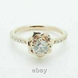 1.50Ct Round Cut Diamond Flower Art Deco Ring 14K Yellow Gold Finish Pour femme