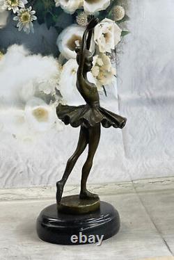 12 Haut Femme Ballerine Ballet Bronze Sculpture Statue Jeune Fille Art Déco L