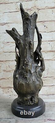 14.5 Ouest Art Déco Pure Bronze L'Europe Femme Fille Foire Jeune Sculpture Vase