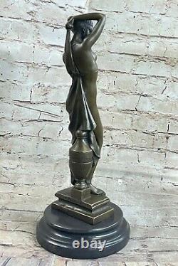 14 Western Art Déco Bronze Marbre L'Europe Femme Fille Foire Maiden Sculpture