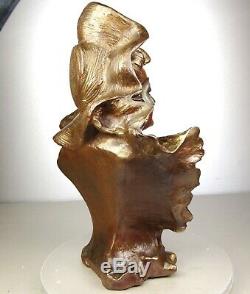 1900 A. Piquemal Rare Tres Grande Statue Sculpture Buste Art Nouveau Deco Femme