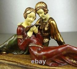 1920/1930 A Godard Statue Sculpture Art Deco Femme Elegante Pt. Chryselephantine