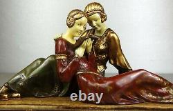 1920/1930 A Godard Statue Sculpture Art Deco Femme Elegante Pt. Chryselephantine