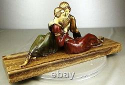 1920/1930 A Godard Statue Sculpture Art Deco Femme Elegante Pt. Chryselephantine