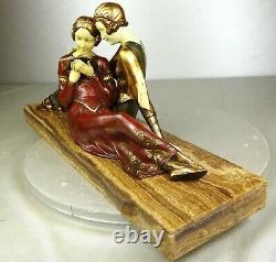 1920/1930 A Godard Statue Sculpture Art Deco Femme Elegante Pt. Chryselephantine