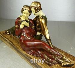 1920/1930 A Godard Statue Sculpture Art Deco Femme Elegante Pt. Chryselephantine