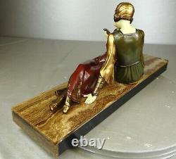 1920/1930 A Godard Statue Sculpture Art Deco Femme Elegante Pt. Chryselephantine