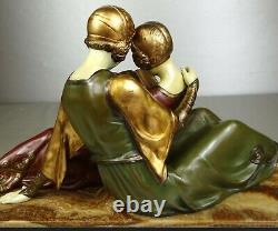 1920/1930 A Godard Statue Sculpture Art Deco Femme Elegante Pt. Chryselephantine