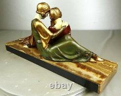 1920/1930 A Godard Statue Sculpture Art Deco Femme Elegante Pt. Chryselephantine