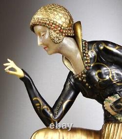 1920/1930 D Costan Dh Chiparus Statue Sculpture Art Deco Chryselephantine Femme