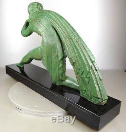 1920/1930 Dh. Chiparus Rare Grde Statue Sculpture Bronze Art Deco Femme Draperie