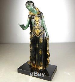 1920/1930 G Van De Voorde Rare Belle Statue Sculpture Ep Art Deco Femme Elegante