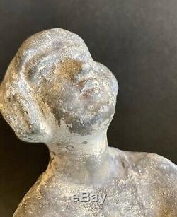 1920/1930 LIMOUSIN 2 Grandes SCULPTURES ART DECO DANSEUSE FEMME NUE serres livre