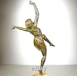 1920/1930 M Guiraud-riviere Rare Statue Sculpture Art Deco Bronze Danseuse Femme