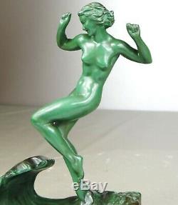 1920/1930 P Le Faguays R Guerbe M Le Verrier Statue Sculpture Art Deco Femme Nue