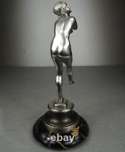 1920/1930 Suprb Statue Sculpture Bronze Argente Ep Art Deco Femme Danseuse Nue