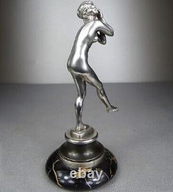 1920/1930 Suprb Statue Sculpture Bronze Argente Ep Art Deco Femme Danseuse Nue