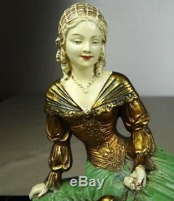 1920/1930 U Cipriani Rar Statue Sculpture Art Deco Patine Chryselephantine Femme