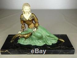 1920/1930 U Cipriani Rar Statue Sculpture Art Deco Patine Chryselephantine Femme