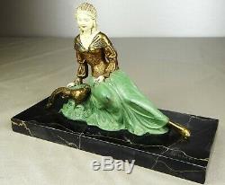 1920/1930 U Cipriani Rar Statue Sculpture Art Deco Patine Chryselephantine Femme