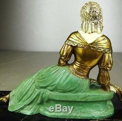 1920/1930 U Cipriani Rar Statue Sculpture Art Deco Patine Chryselephantine Femme