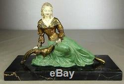 1920/1930 U Cipriani Rar Statue Sculpture Art Deco Patine Chryselephantine Femme