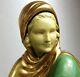 1920/30 Menneville Statue Sculpture Chryselephantine Ep. Art Deco Femme Levrier