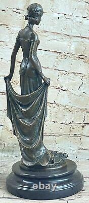 1920 Style Art Déco Femme Charleston Dancer Bronze Statuette Sculpture Figurine