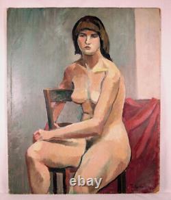 1930 Huile / Panneau Femme 60x73cm BARTHELEMY ROUYER Nu Féminin Art Déco Cubiste